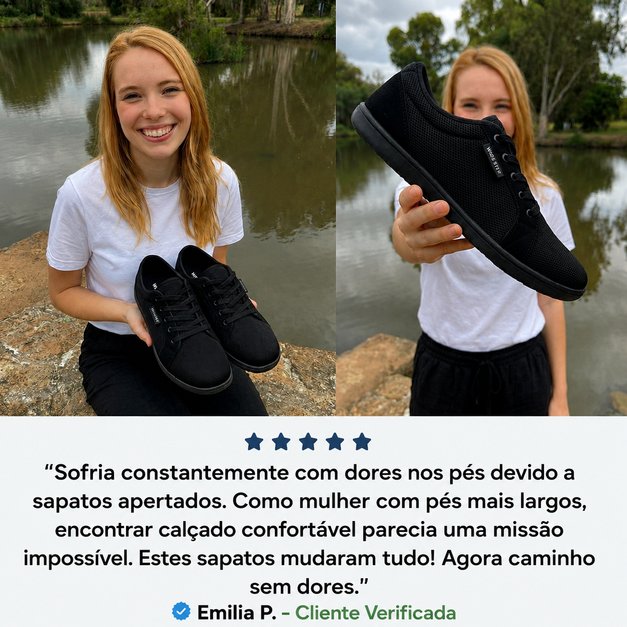 OrtoWas WideStep™ - Sapatos barefoot largos para pés cansados