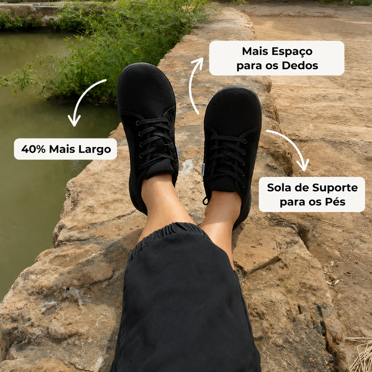 OrtoWas WideStep™ - Sapatos barefoot largos para pés cansados