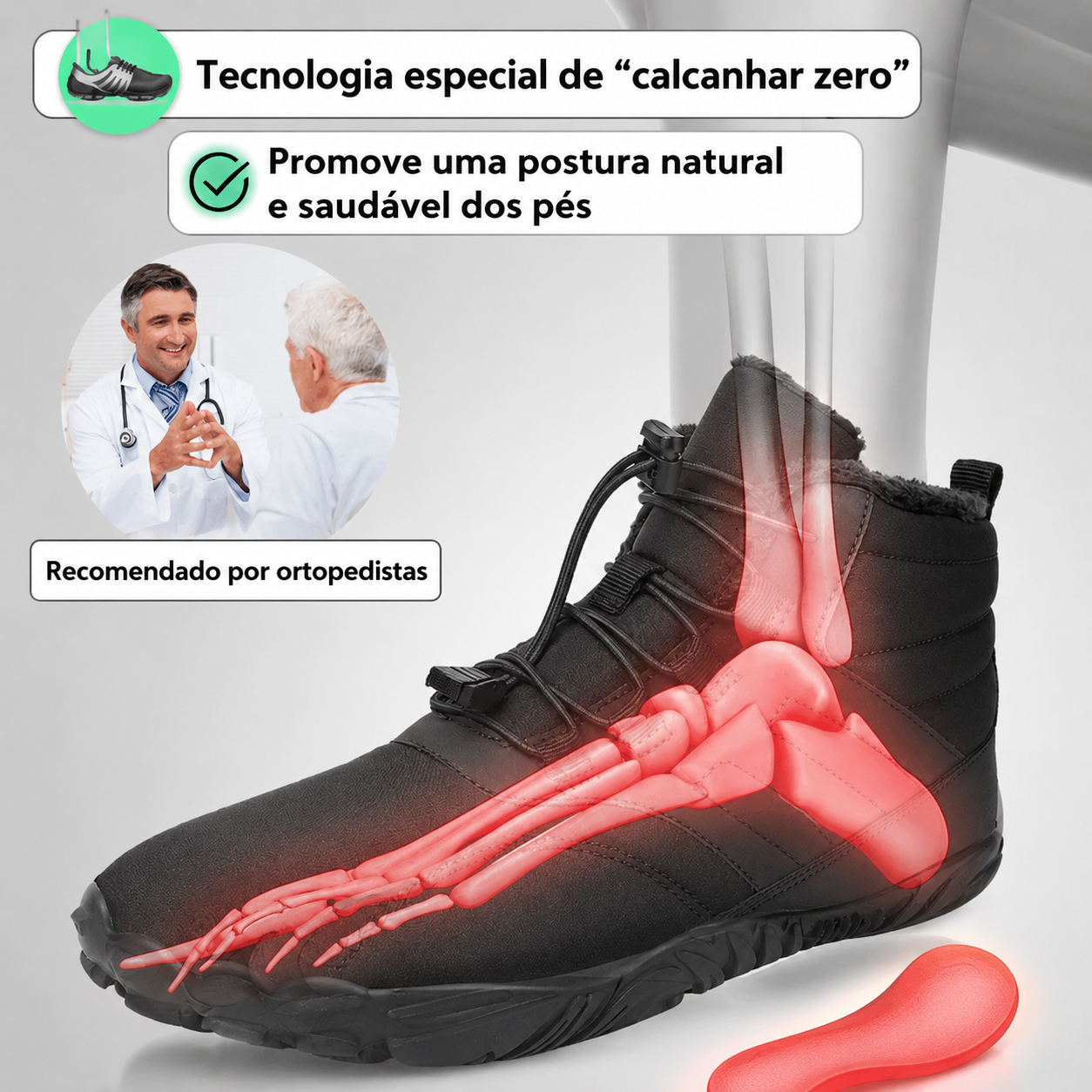 ORTOWAS Alpine™ | Sapatos Barefoot - quentes e que aliviam a dor