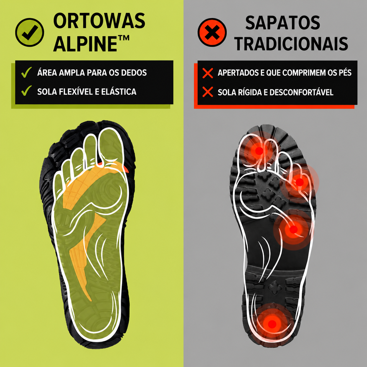 ORTOWAS Alpine™ | Sapatos Barefoot - quentes e que aliviam a dor