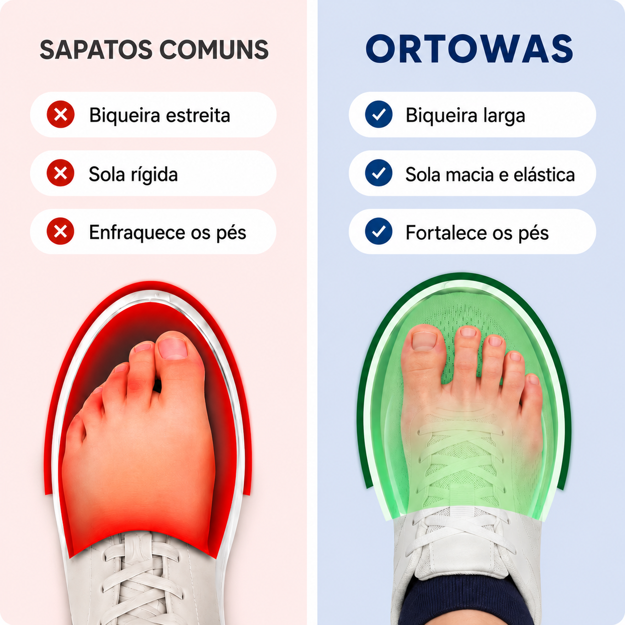 OrtoWas EasyFit™ - Sapatos ergonómicos largos para um movimento natural