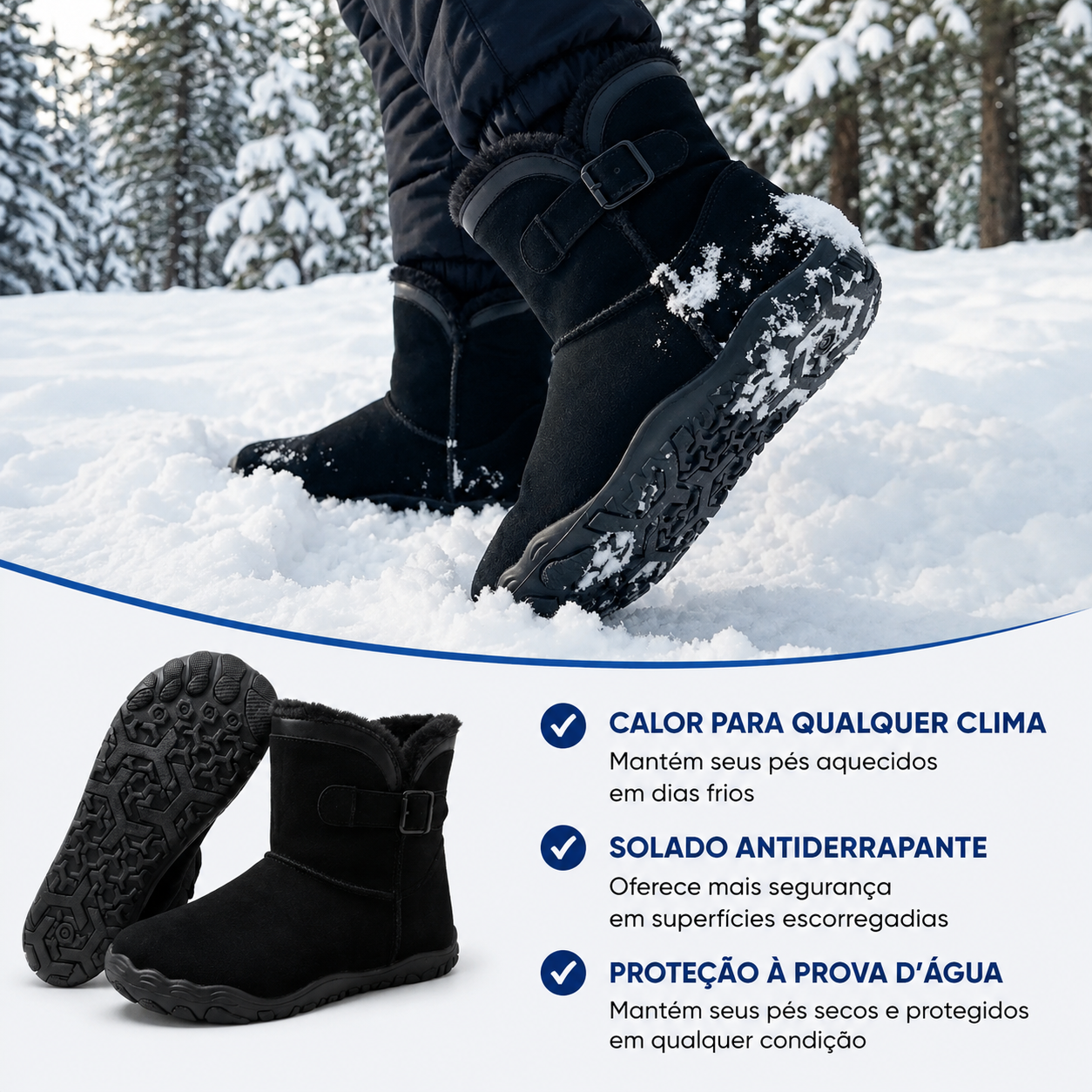 OrtoWas Furstep™ | Sapatos Barefoot quentes e aliviantes para mulher
